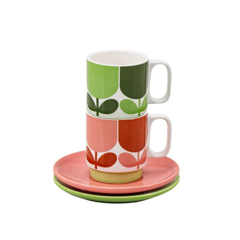 Block Flower Espresso &amp; Saucer Set