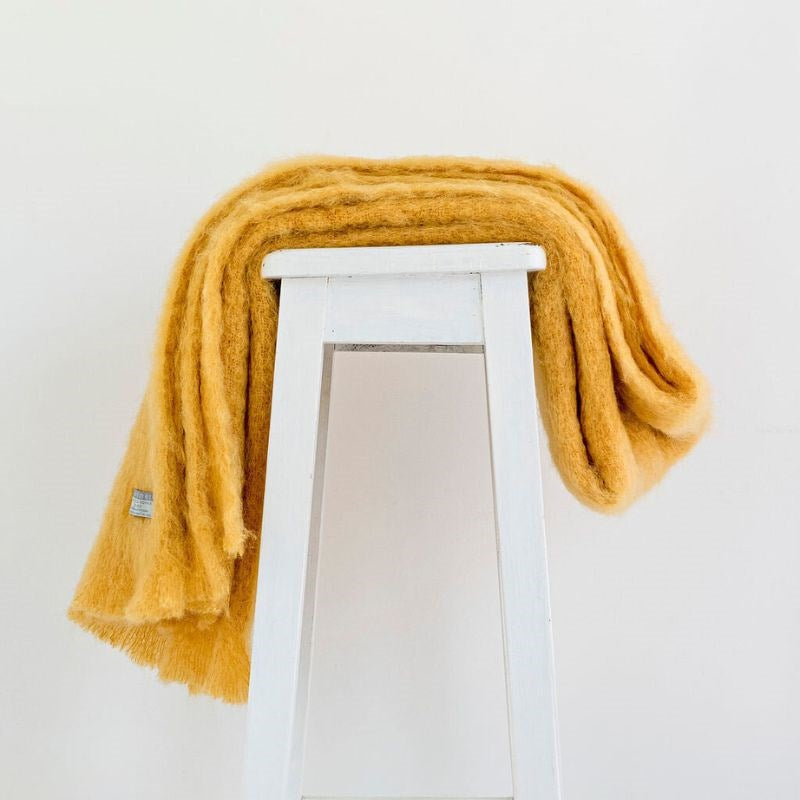 Windermere Mohair Throw 185 x 130cm in ochre