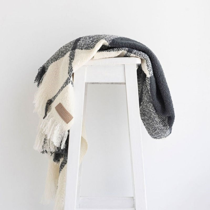 Wool Twill Throw 180 x 130cm in block check