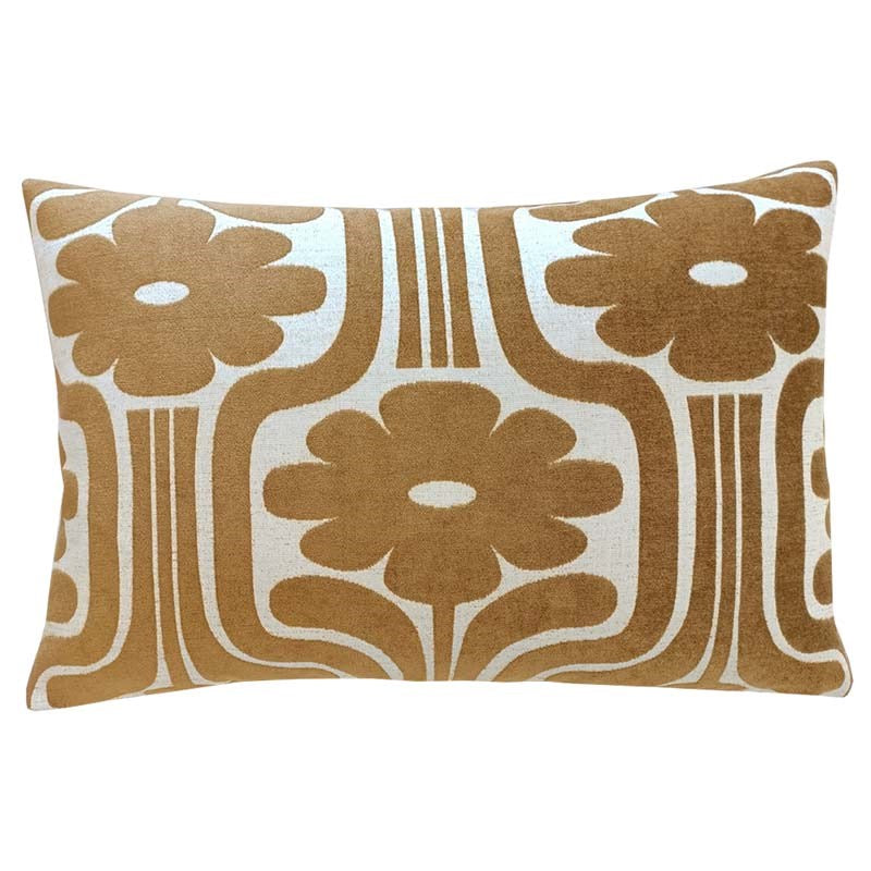 Climbing Daisy Velvet Cushion Cover 60x40cm in tan