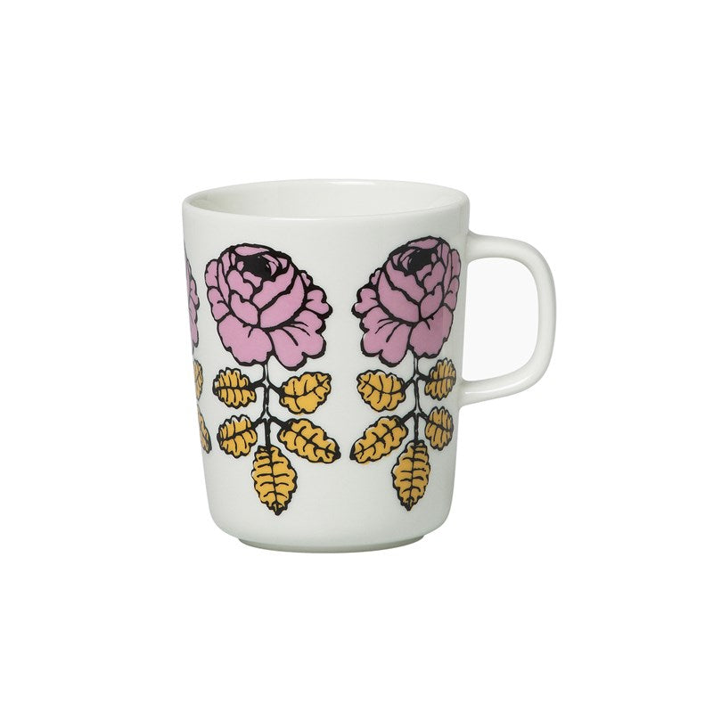 Vihkiruusu Mug 250ml in in white, pink, ochre