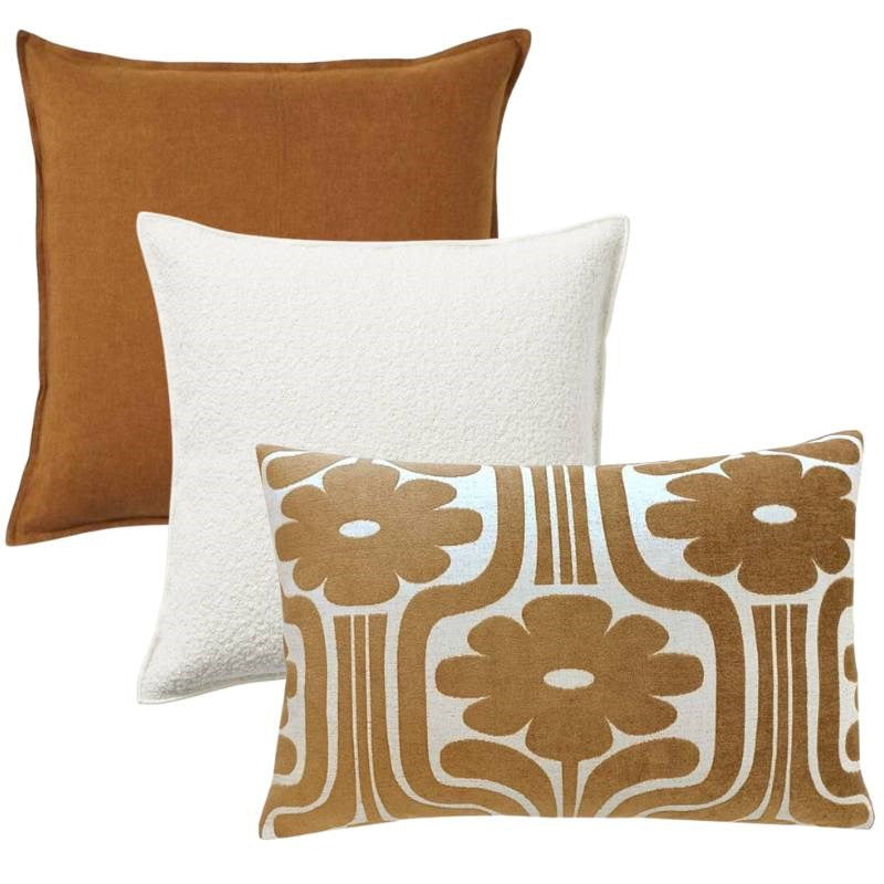 Climbing Daisy in tan 3 Cushion Bundle