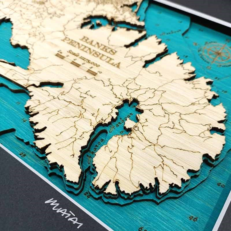 Banks Peninsula 3D Wooden Map - Small