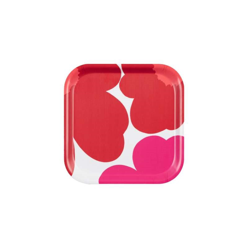 Unikko 60th Anniversary Plywood Tray 20x20cm in white, red, pink