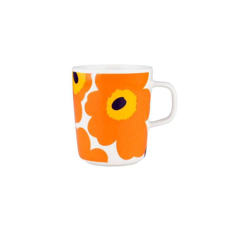 Unikko 60th Anniversary Mug 250ml in white, orange, yellow