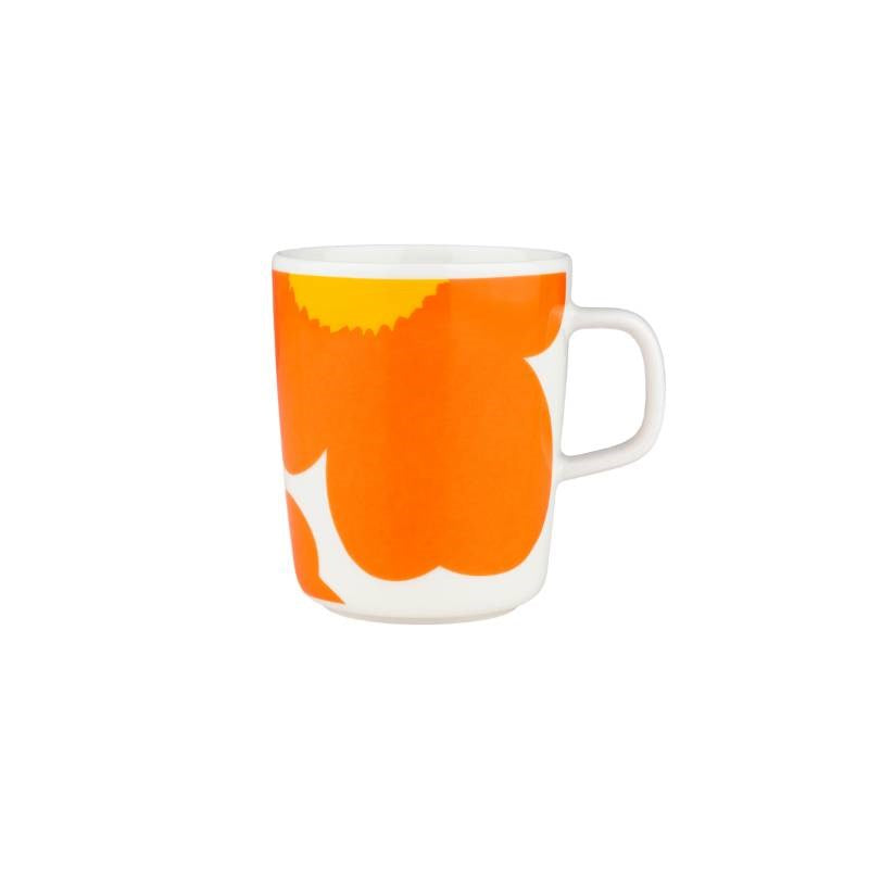Iso Unikko 60th Anniversary Mug 250ml in white, orange, yellow