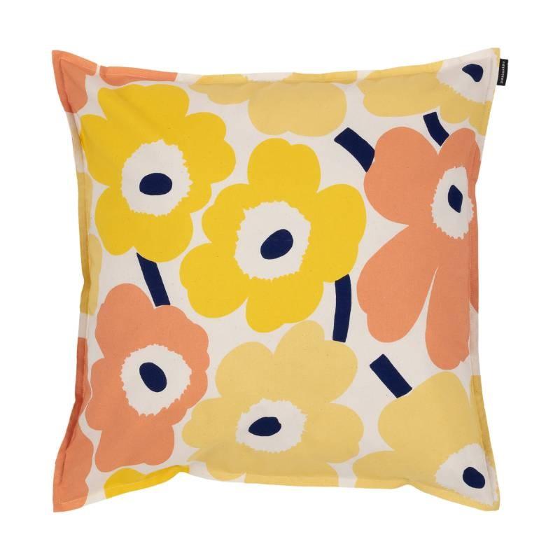 Pieni Unikko Cushion Cover 50cm in yellow, peach, butter