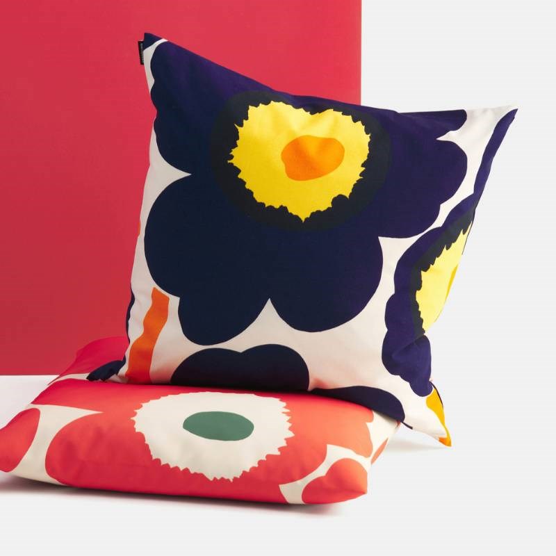 Unikko 60 Anniversary Cushion Cover 50cm in dark blue, yellow, orange