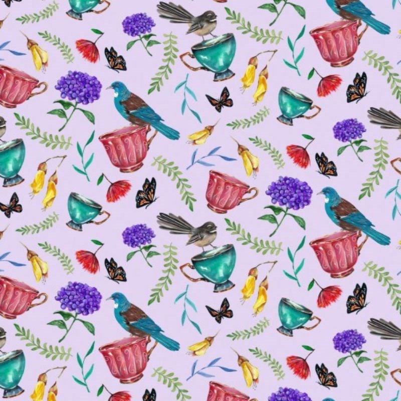 Garden High Tea Fabric in purple