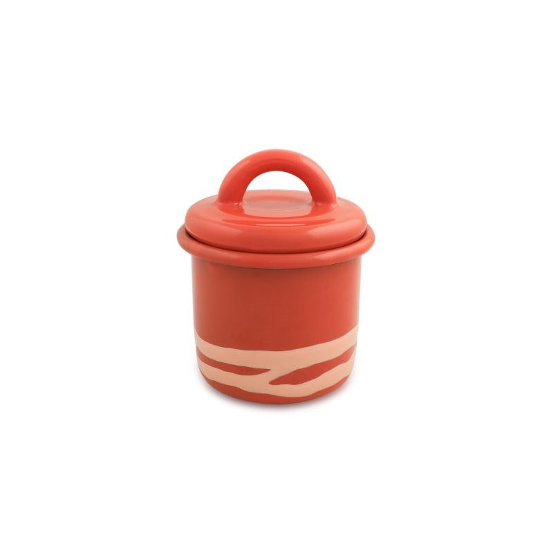 Primavera Enamel Cannister in peach on coral