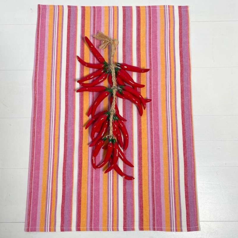 Lou Lou Stripe Tea Towel in pink