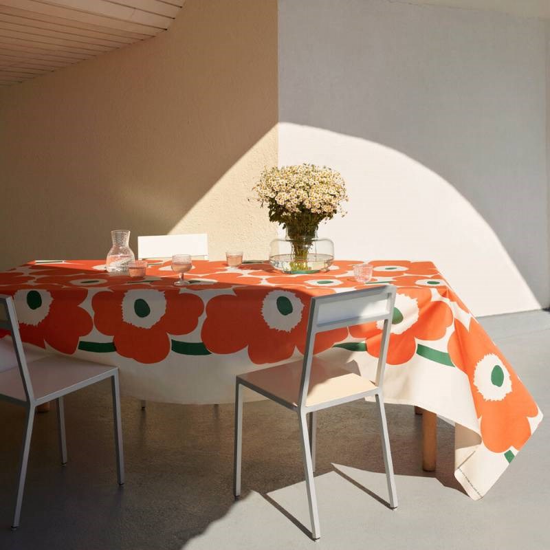 Unikko Outdoor Fabric in orange, green