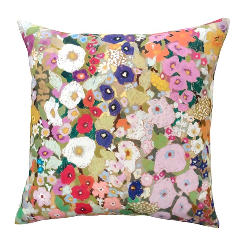 Hollyhocks Cushion Cover 50cm in spring