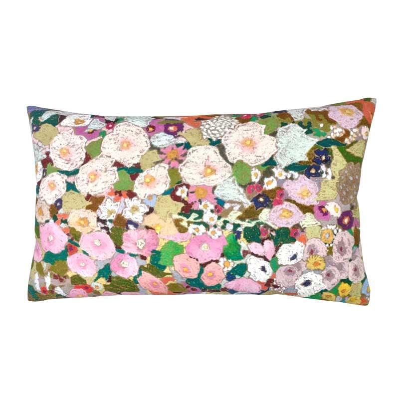 Hollyhocks Outdoor Cushion Cover 30x50cm in spring