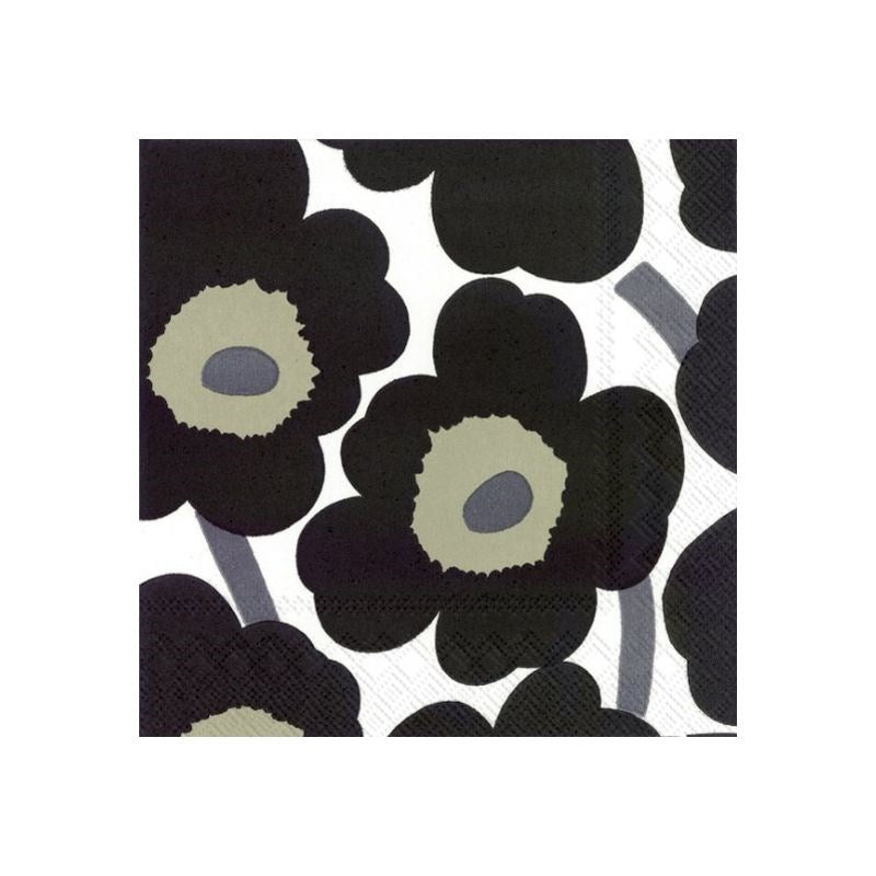 Serviettes in Unikko White Black