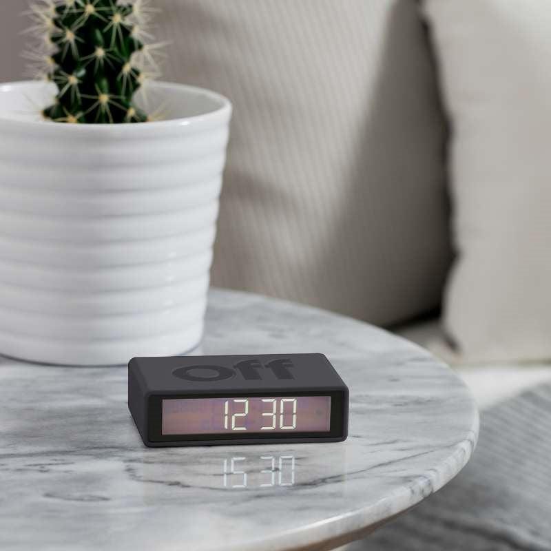 Lexon Flip+ Alarm Clock in dark grey