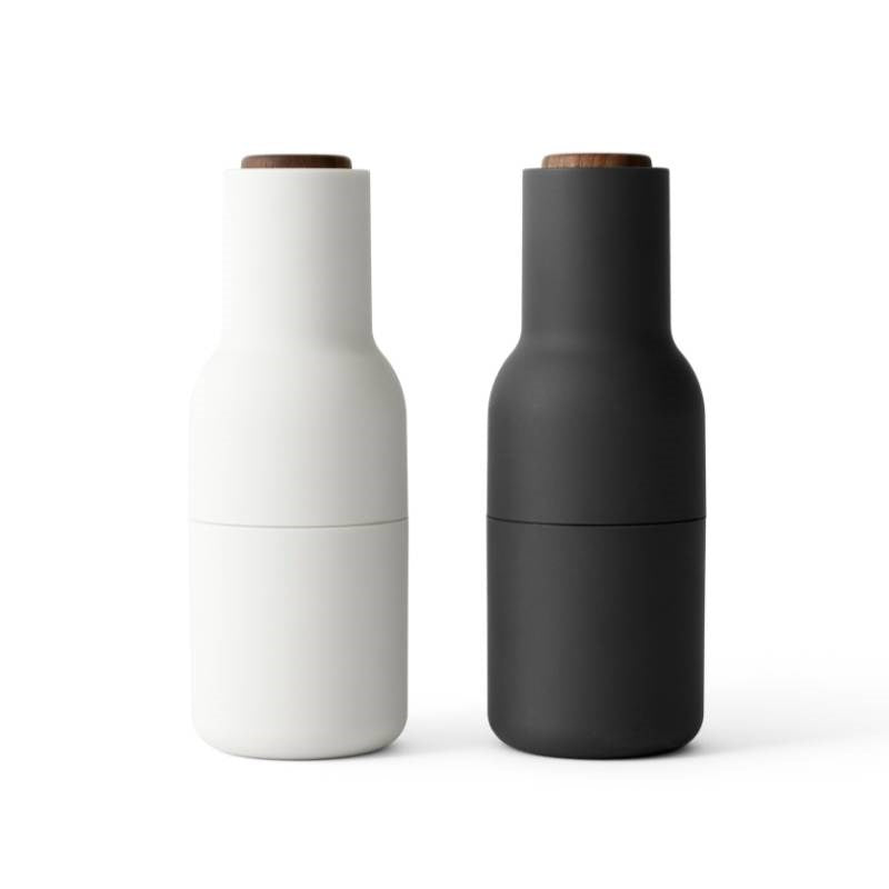 Audo Salt &amp; Pepper Bottle Grinder in Ash/Carbon with walnut lid