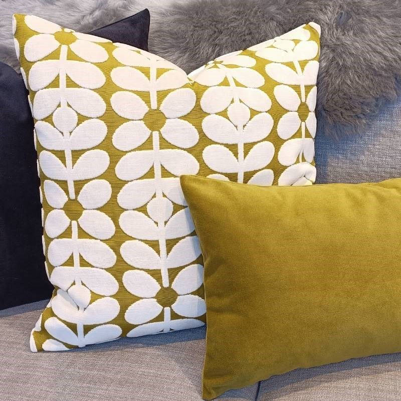 Velvet Sixties Stem Cushion Cover 50cm in yellow