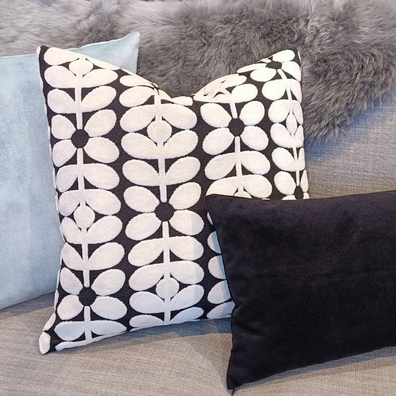 Velvet Sixties Stem Cushion Cover 50cm in charcoal