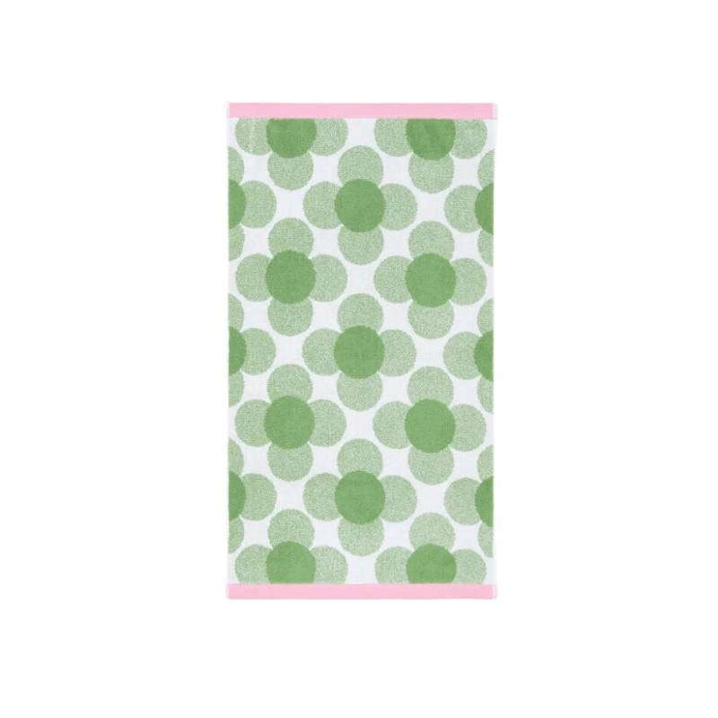 Retro Flower Hand Towel in clover