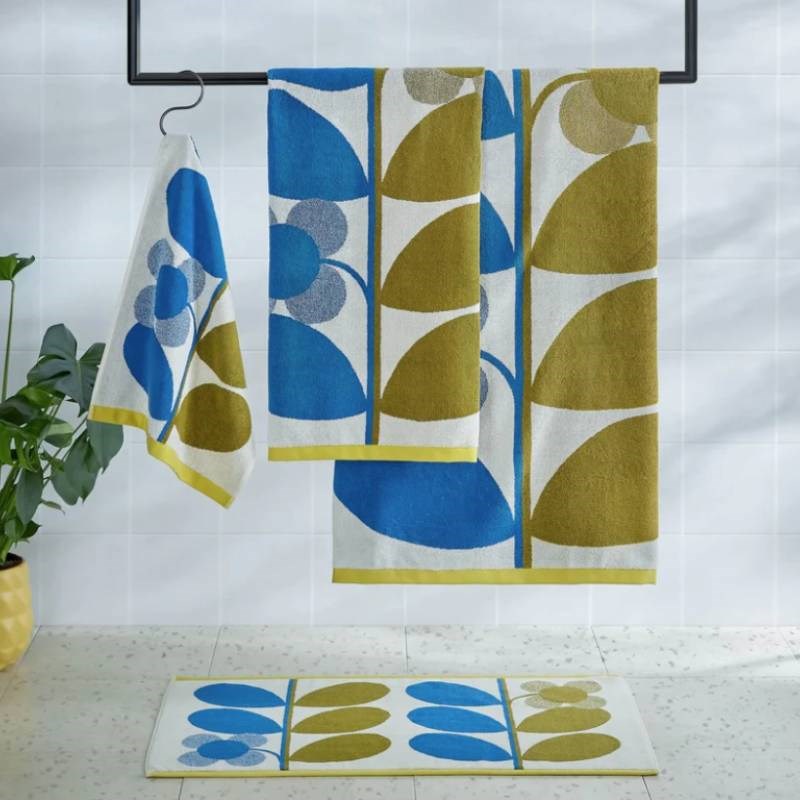 Stem Bloom Duo Hand Towel in blue, fawn Bolt of Cloth