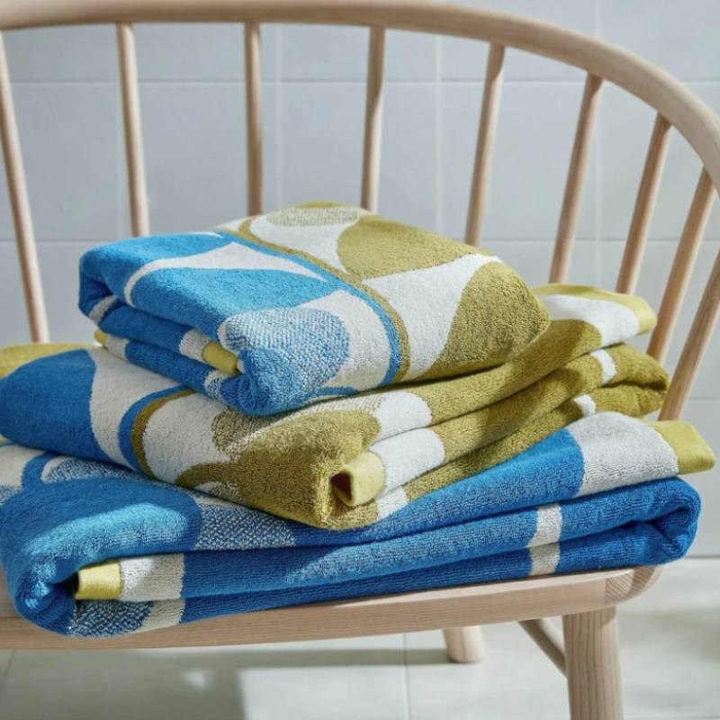 Stem Bloom Duo Hand Towel in blue, fawn Bolt of Cloth