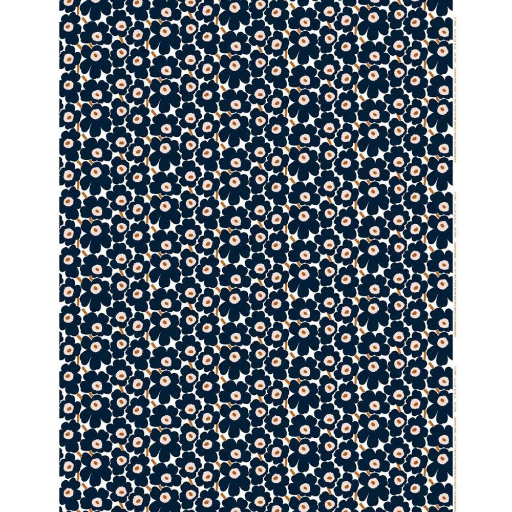 Mini Unikko Cotton Fabric in white, navy, powder, tile