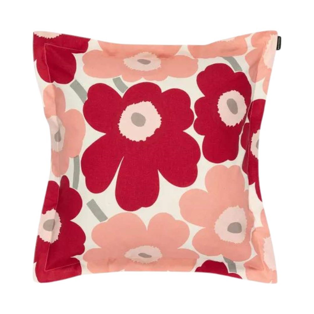 Pieni Unikko Cushion Cover 50cm in cotton, dark cherry, rose