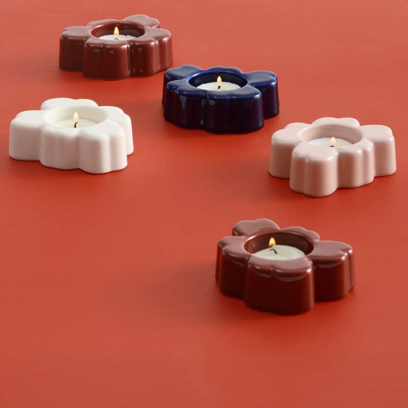 Unikko Tealight Holder in rosy pink