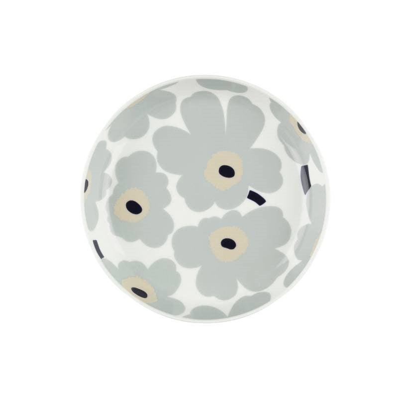 Oiva Unikko Deep Plate 20.5cm in white, light grey, sand, dark blue