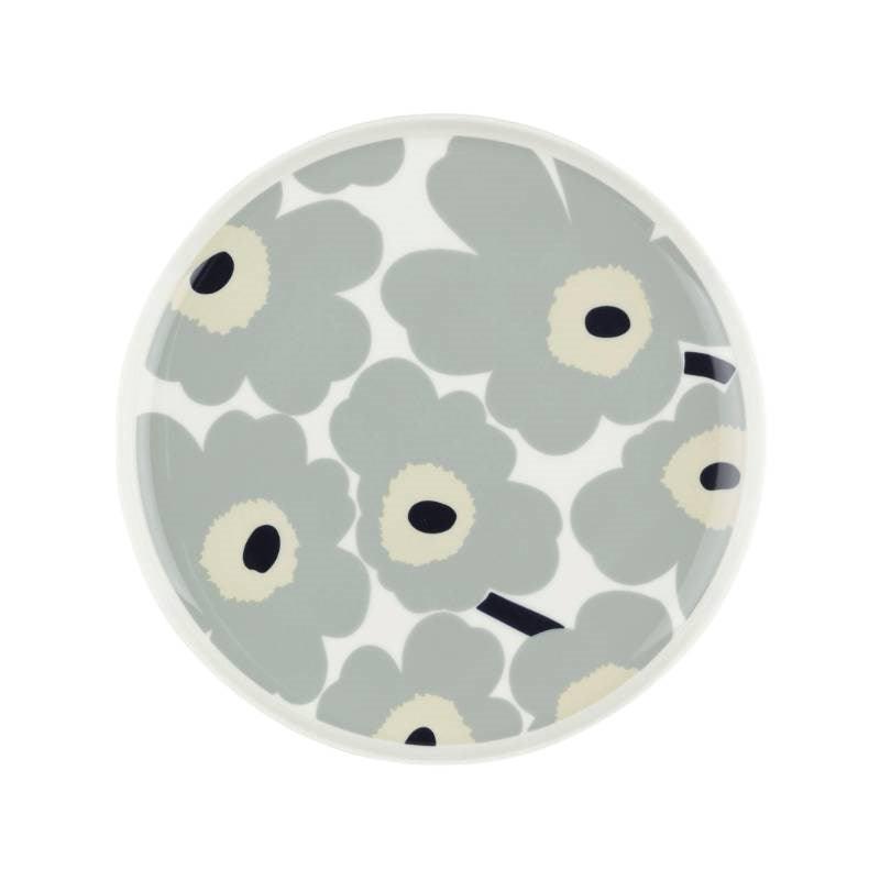 Oiva Unikko Plate 25cm in white, light grey, sand, dark blue