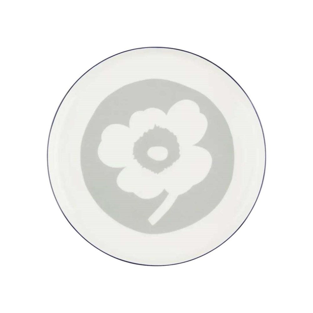 Oiva Unikko Plate 25cm in white, light grey, cobalt