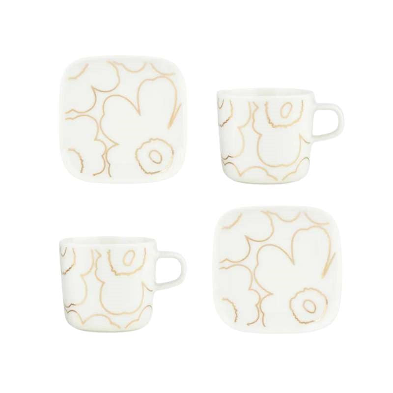 Oiva Piirto Unikko Cup &amp; Plate Set in white, gold