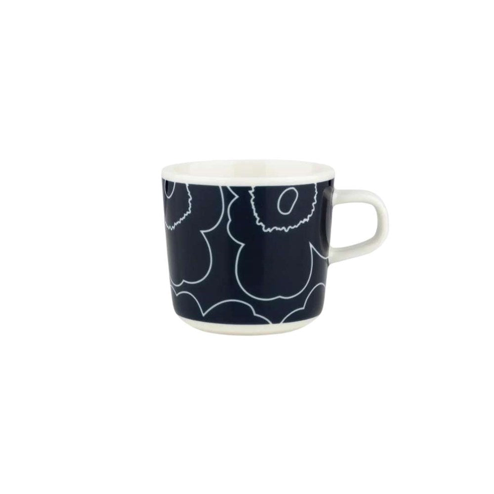 Oiva Piirto Unikko Coffee Cup 200ml in white, dark blue