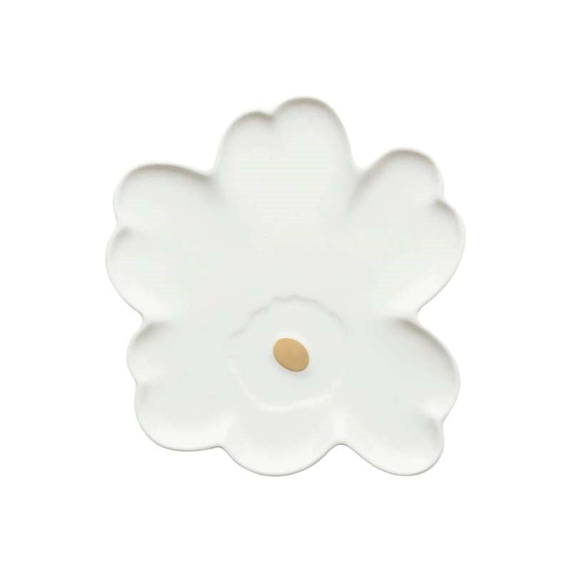 Unikko Shape Plate 20cm in white, gold