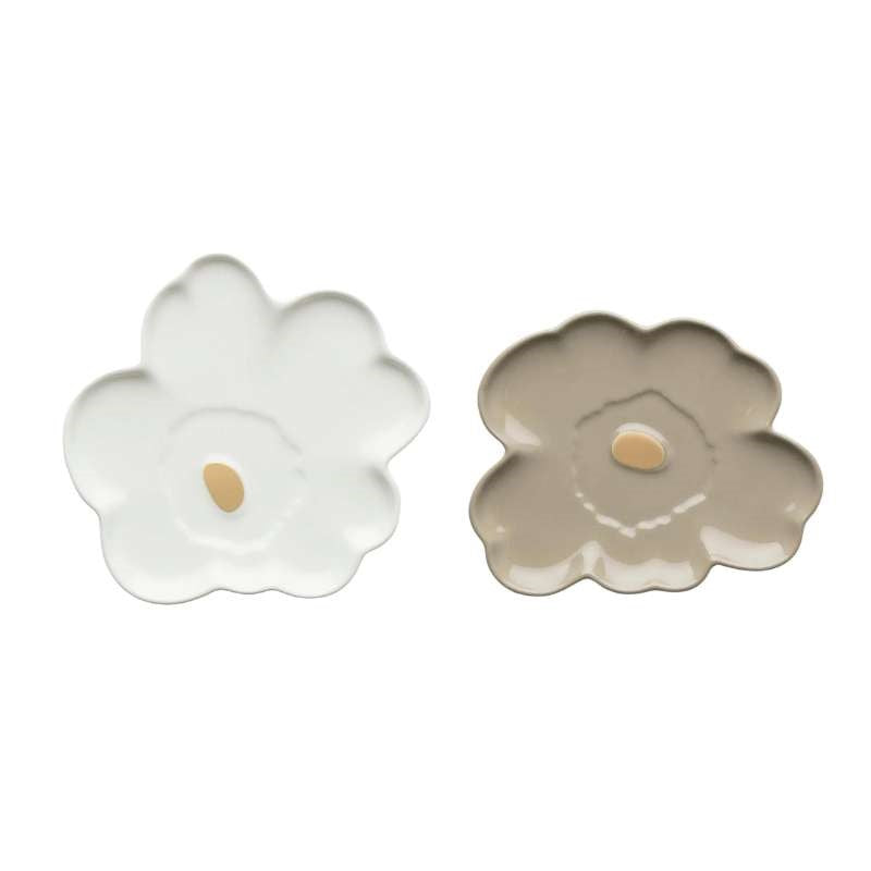 Unikko Shape Plate 13cm in terra, white, gold - Set of 2