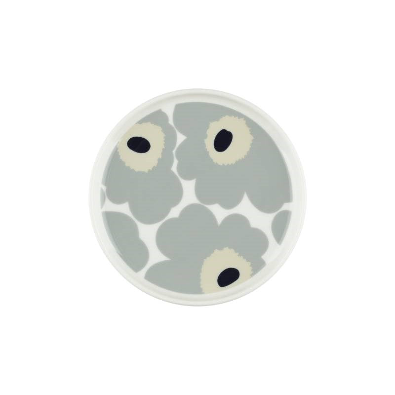 Oiva Unikko Plate 13.5cm in white, light grey, sand, dark blue