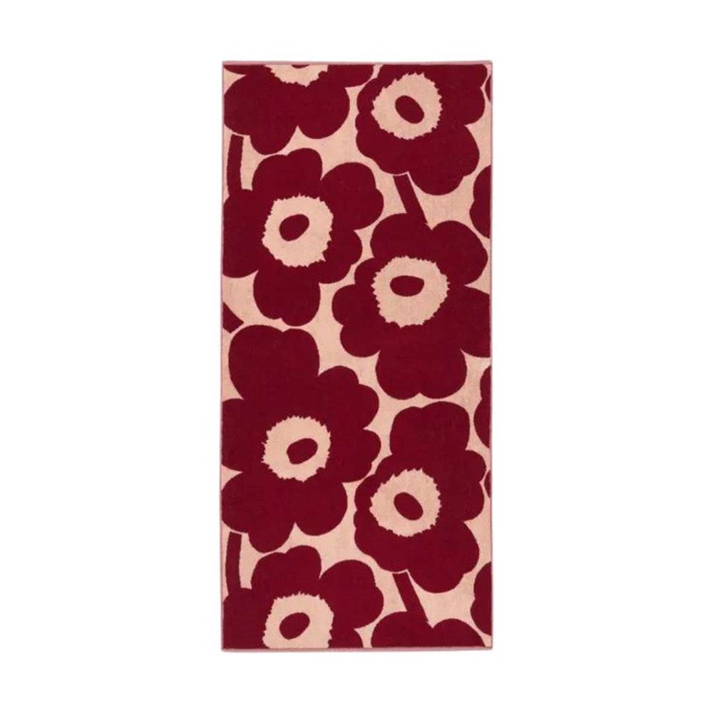 Unikko Bath Towel 70x150cm in pink, dark cherry