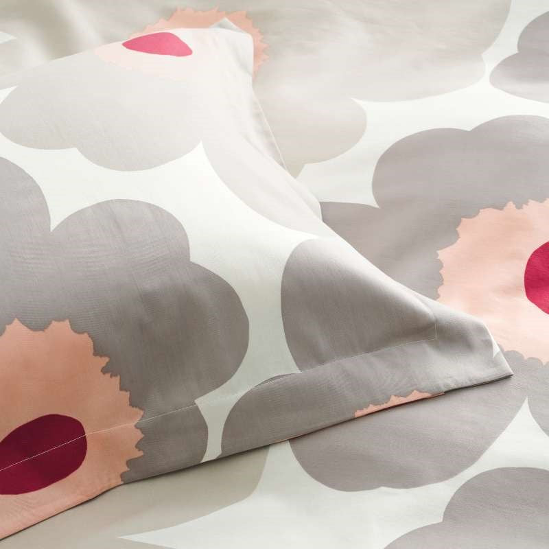 Unikko Satin Pillow Case 50x70/75cm in off white, warm grey, pink