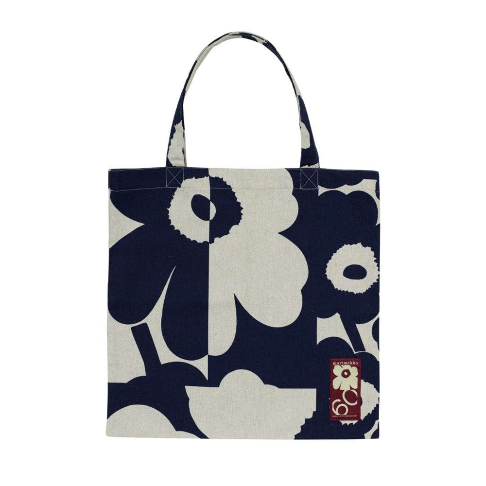 Unikko Kollaasi Tote Bag 44x43cm in linen, dark blue