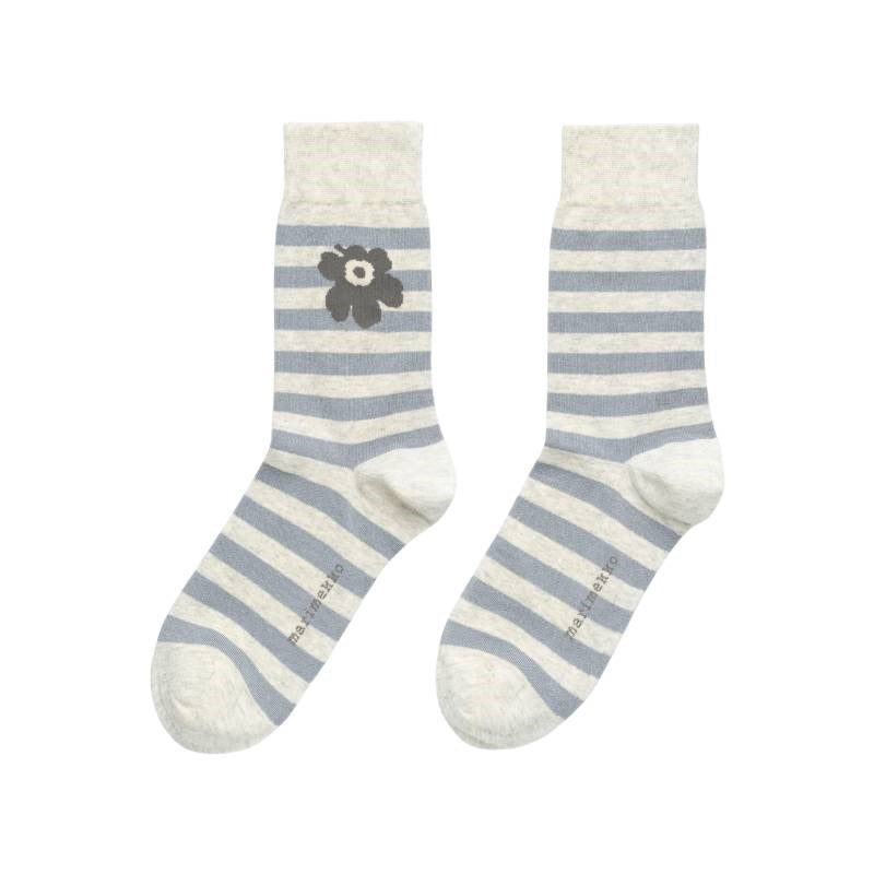 Kasvaa Tasaraita Unikko Ankle Socks in light grey, grey
