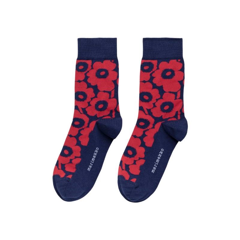 Kirmailla Unikko Tone Ankle Socks in red, dark navy