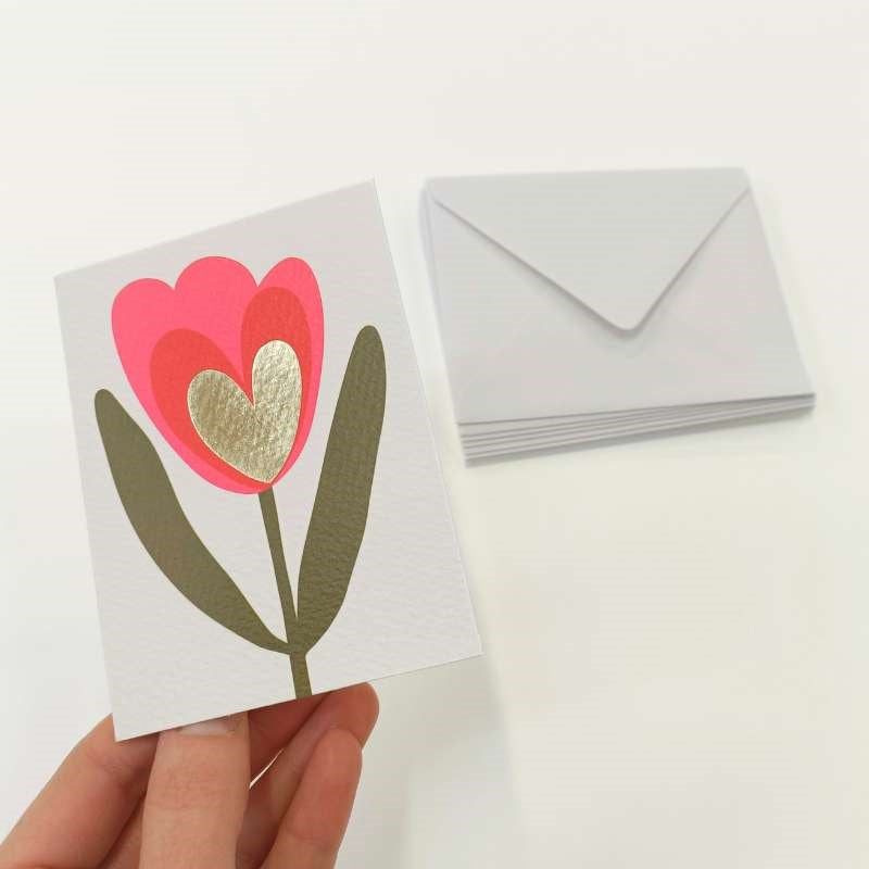 Gold Heart Mini Notecards - 10 Pack