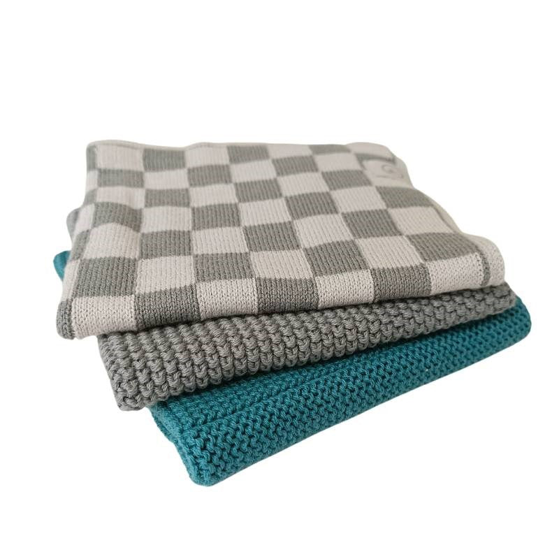 Steel Chequer Mixed Cloths - set of 3