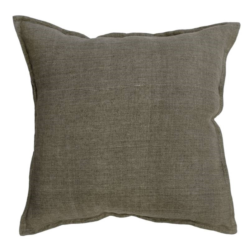 Sanctuary Linen Cushion Cover 55cm in dusty olive