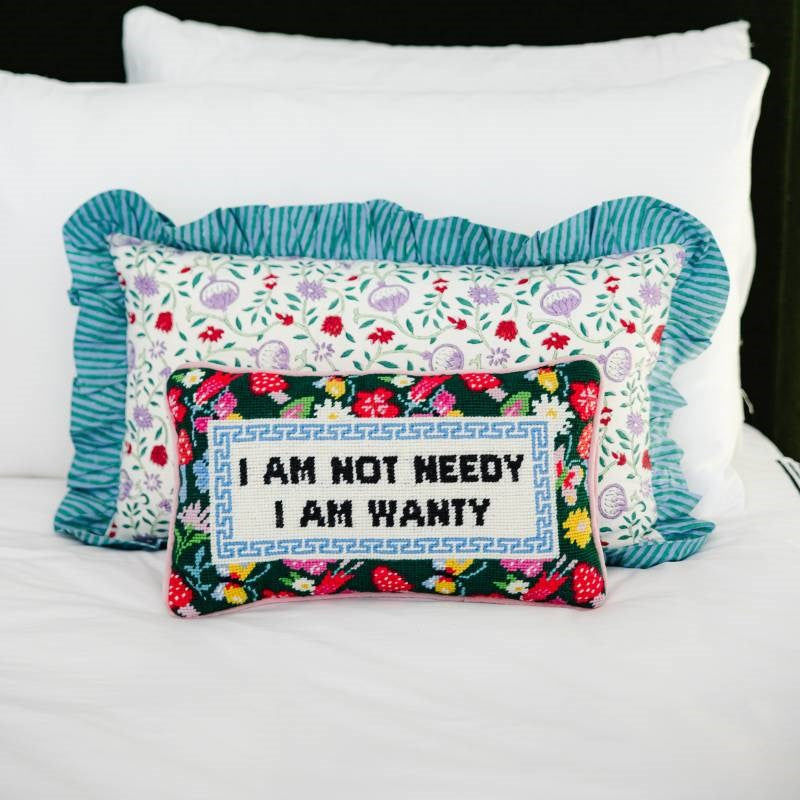 Not Needy Needlepoint Cushion 23x38cm in multi