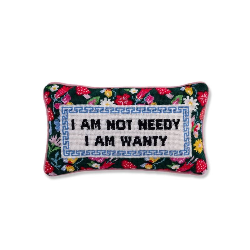 Not Needy Needlepoint Cushion 23x38cm in multi