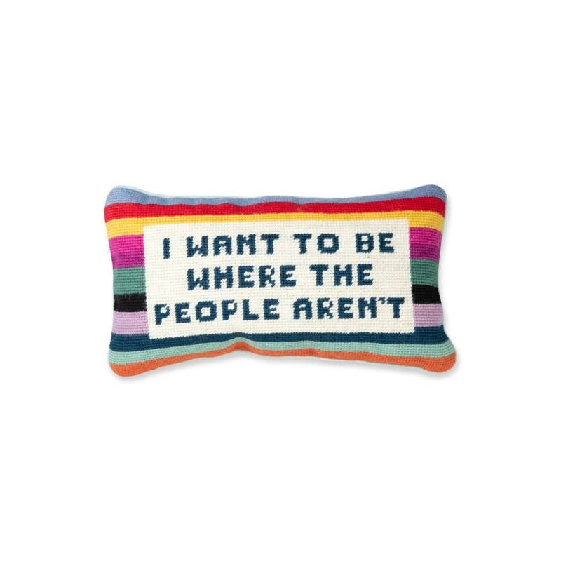 Where The People Aren&#39;t Needlepoint Cushion 20x35cm in multi