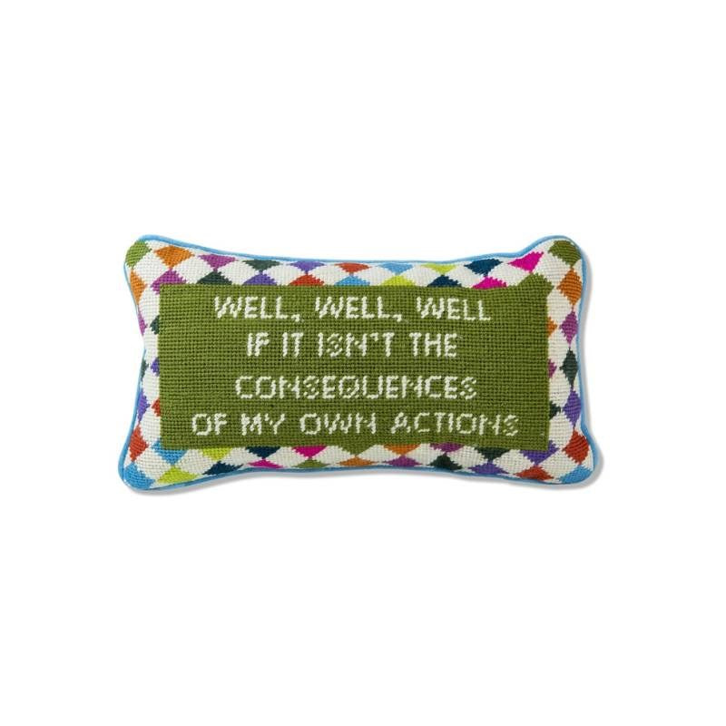 Well Well Well Needlepoint Cushion 20x35cm in multi