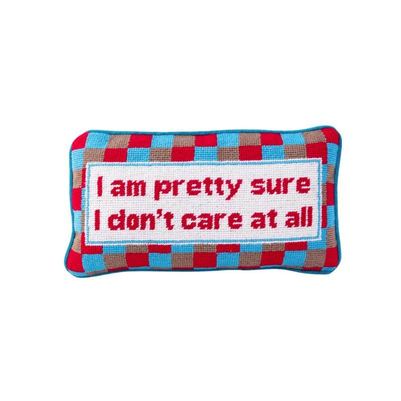 Don&#39;t Care Needlepoint Cushion 20x35cm in multi